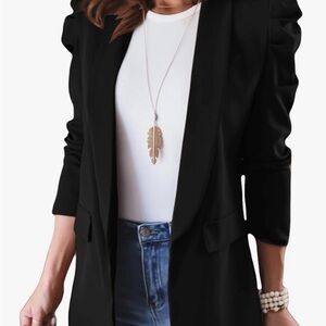 Women's Black Blazer Jacket - Classic Open Front